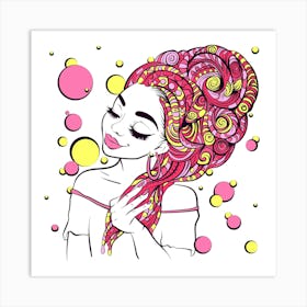 Girl With Curls Art Print