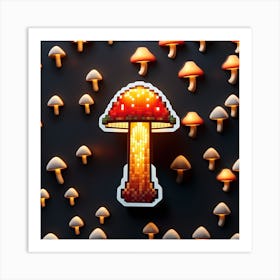 Mushroom Pixel Art Weirdcore Art Print