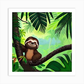 Sloth In The Jungle Art Print