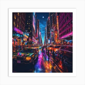 New York City At Night 1 Art Print