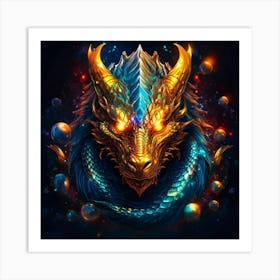 Dragon Head in Golden Glow Poster