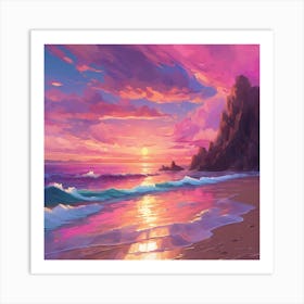 Sunset At The Beach 46 Art Print