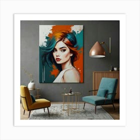 Woman With Colorful Hair Art Print