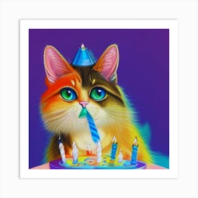 Birthday Cat Art Print