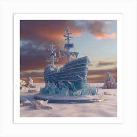 Beautiful ice sculpture in the shape of a sailing ship 20 Art Print