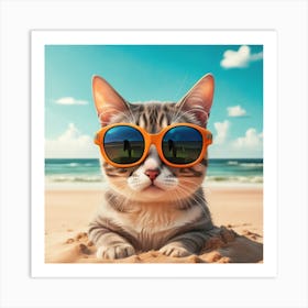 Beach Bum Kitty Print Art Art Print