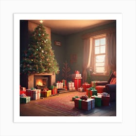 Christmas Tree In The Living Room 49 Art Print