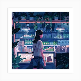 Girl In A Store 2 Art Print