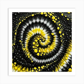 Yellow swirl with black Art Print