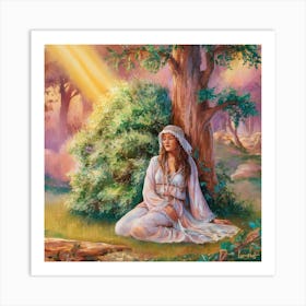 Woman Sitting Under A Tree Art Print