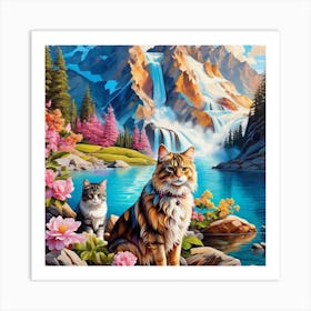 Cat By The Lake Art Print