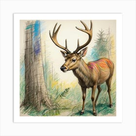 Deer In The Woods 115 Art Print