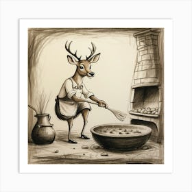 Deer In A Pot 4 Art Print