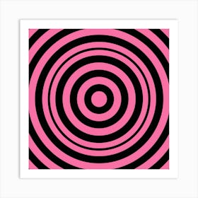 Pink And Black Psychedelic Circles Art Print