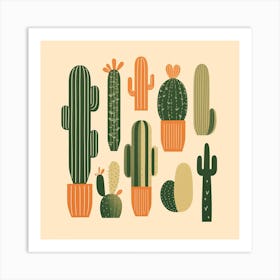 Rizwanakhan Simple Abstract Cactus Non Uniform Shapes Petrol 70 Art Print