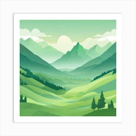 Misty mountains background in green tone 213 Art Print