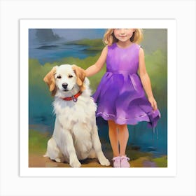 Little Girl With Dog Art Print