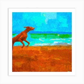 Dog On The Beach 3 Art Print