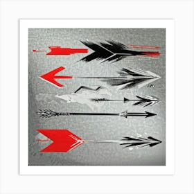 Abstract Hand Drawn Arrows And Pointers Set Collection Positioned At Various Angles Across The Canv Art Print