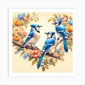 Blue Jays In A Heart Art Print