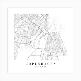 Copenhagen Denmark Street Map Minimal Square Art Print