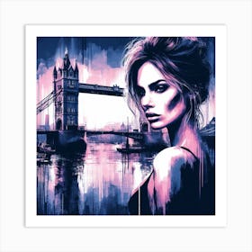 Woman at Tower Bridge Art Print