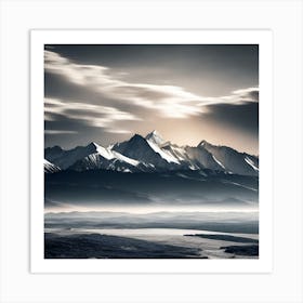 Black And White Mountains 1 Art Print