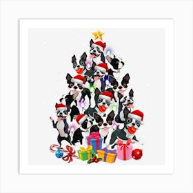 Family Santa Clothing French Bulldog Frenchie Christmas Tree Art Print