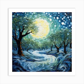 Moonlight In The Forest 1 Art Print