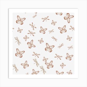 Butterflies Pink Pattern Art Print