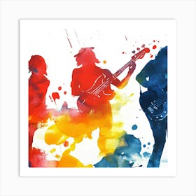 Four Musicians Playing Guitars Art Print