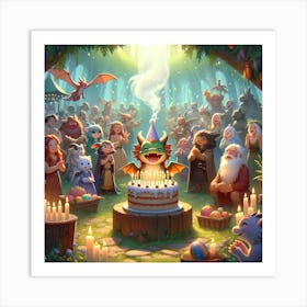 little dragon birthday party 2 Art Print