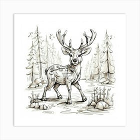 Deer In The Forest 33 Art Print