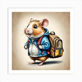 Hamster With Backpack 14 Art Print