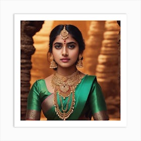 indian girl jewel ai illustration art Art Print