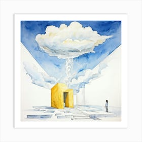 Watercolor Of A Cumulus Cloud Personified As A Dream Weaver Surrounded By Empty Space A Levitating (6) Art Print