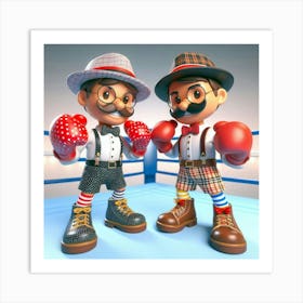 Two Boxers In A Boxing Ring Art Print