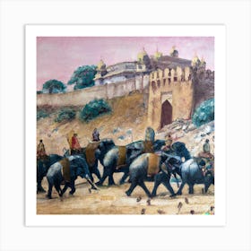 Elephant Herd of 1800s Art Print