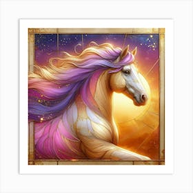 Horse With Rainbow Mane Art Print