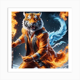 Ice and fire tiger  Art Print