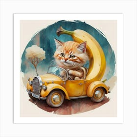 Cat In A Car Art Print