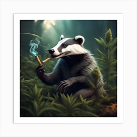 Badger Smoking A Cigarette Art Print