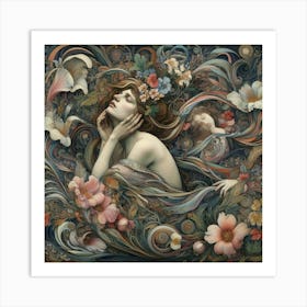 Woman With Flowers Art Print