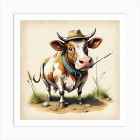 Cow In Hat 7 Art Print