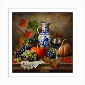 Autumn Wine And Grapes Art Print