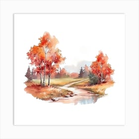 Watercolor Autumn Trees 4 Art Print