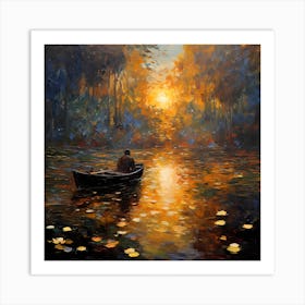 Riverside Delight in Brushstroke Harmony Art Print