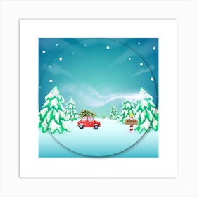 Christmas Tree In The Snow Art Print