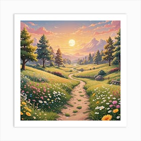 Path To The Sunset 1 Art Print