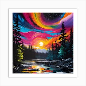 Sunset In The Forest 1 Art Print